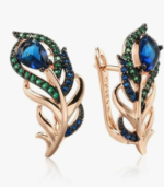 18k Rose Gold Plated Peacock Earrings - Image 3