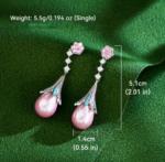 Long Pink Pearl Earrings - Image 3