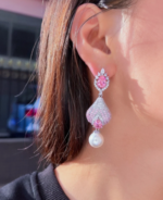 Pink Long Drop Silver Plated Jewelry  - Image 5