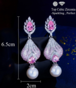 Pink Long Drop Silver Plated Jewelry  - Image 4