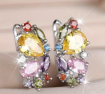 Yellow Stone Silvery Earrings