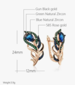 18k Rose Gold Plated Peacock Earrings - Image 5