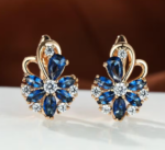 Blue Stone Petal Flower Earrings - Image 2