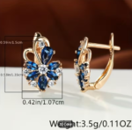 Blue Stone Petal Flower Earrings - Image 3