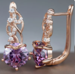Versatile Exquisite Purple Floral Earrings - Image 5
