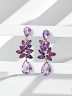 Teardrop Shaped Colorful Floral stone Earrings - Image 8
